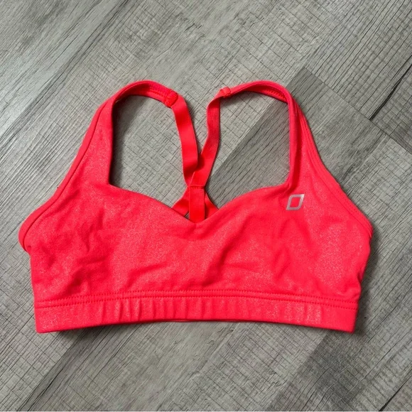 LORNA JANE LJ BLACK Premium Coral Pink Shimmer Sports Bra XS - Picture 3 of 9